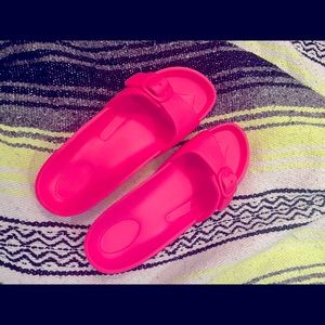 Hot pink slide sandals